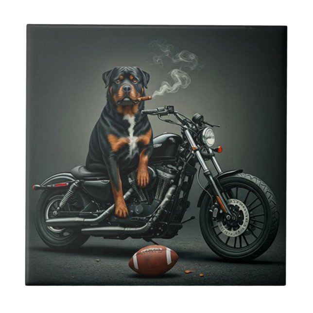 Rottie on a bike tile (Front)