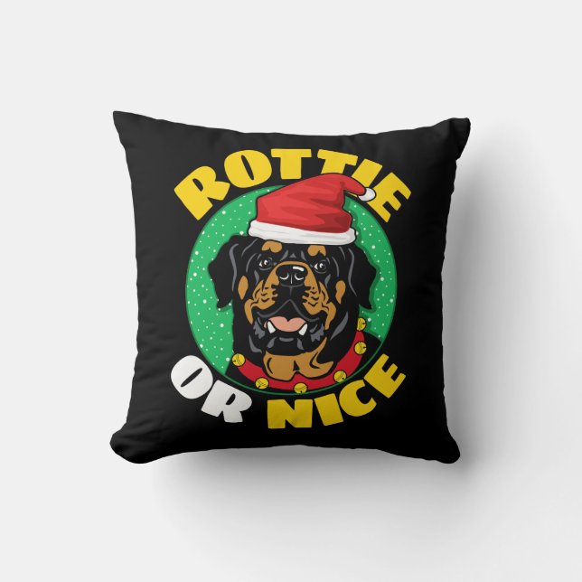 Rottie or Nice Rottweiler Christmas Cushion (Front)