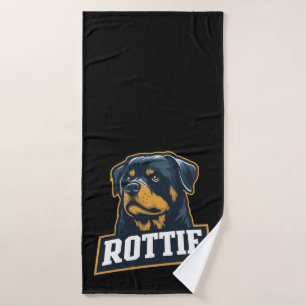 Rottie – Starkes Rottweiler Portrait Bath Towel