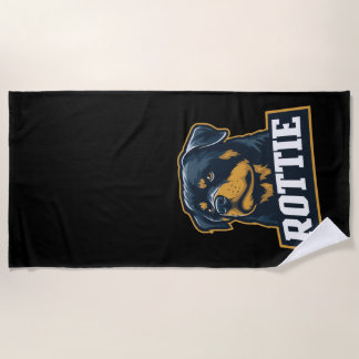 Rottie - Strong Rottweiler portrait Beach Towel