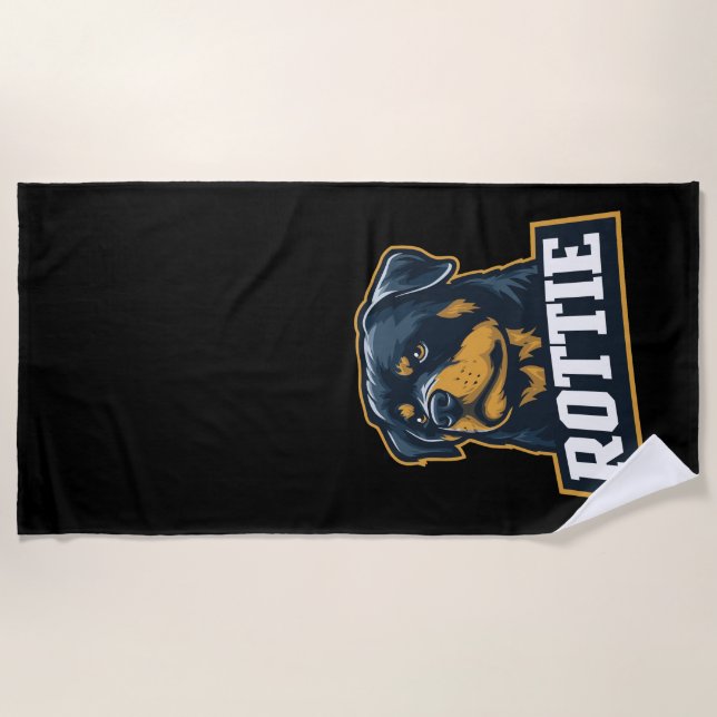 Rottie - Strong Rottweiler portrait Beach Towel (Front)