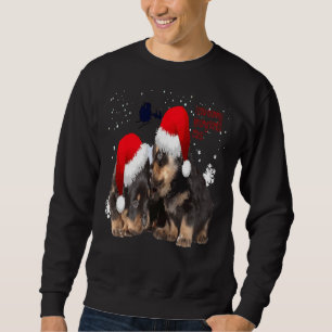 Rottie White Christmas With Santa Claus Sleigh Sweatshirt
