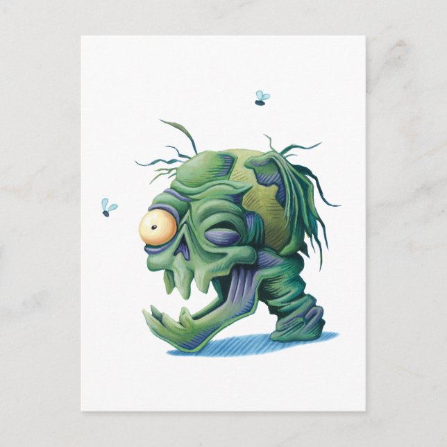 Rotting Head Skull for Halloween Postcard (Front)