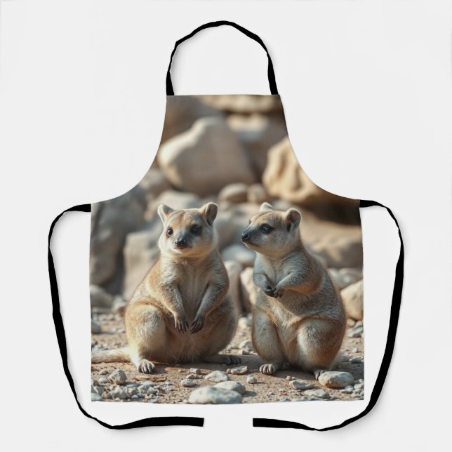 "Rottnest Duo: Two Quokkas in Their Paradise Apron (Front)