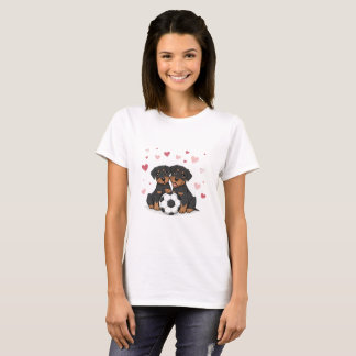 Rottwailers with soccer ball for Valentine's Day T-Shirt