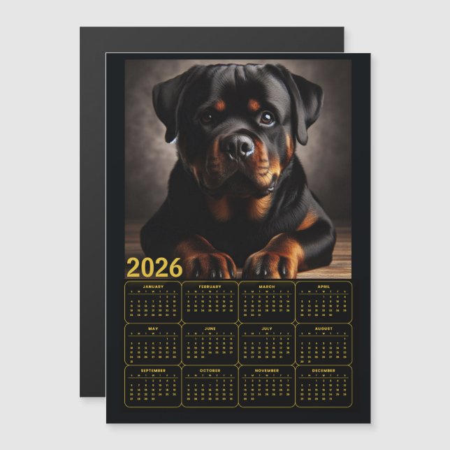 Rottweiler 2026 Calendar  (Front/Back)