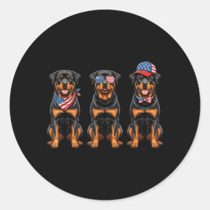Rottweiler 4th Of July Aamerican Flag Rottie Dog Classic Round Sticker