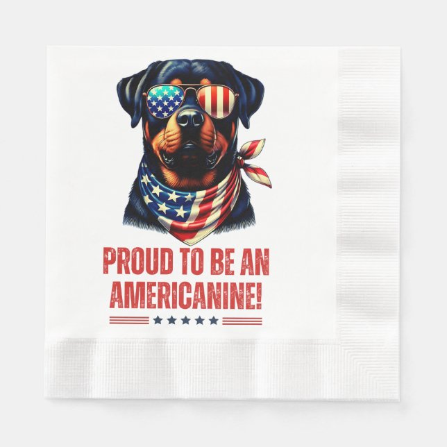 Rottweiler 4th of July American Flag Glasses Napkin (Front)
