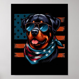 Rottweiler 4th Of July American Flag Gles Stay Coo Poster