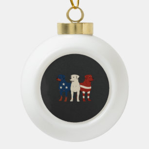 Rottweiler 4th of July Dog Lover Men USA Flag Ceramic Ball Christmas Ornament