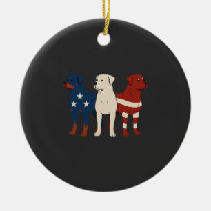 Rottweiler 4th of July Dog Lover Men USA Flag Ceramic Tree Decoration