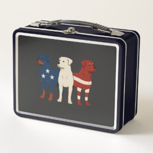 Rottweiler 4th of July Dog Lover Men USA Flag Metal Lunch Box