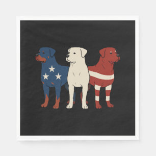 Rottweiler 4th of July Dog Lover Men USA Flag Napkin