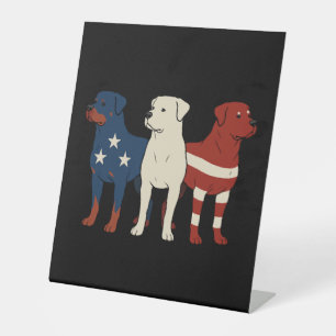 Rottweiler 4th of July Dog Lover Men USA Flag Pedestal Sign