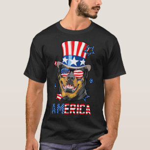 Rottweiler American Flag 4th Of July Patriotic Dog T-Shirt