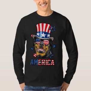Rottweiler American Flag 4th Of July Patriotic Dog T-Shirt