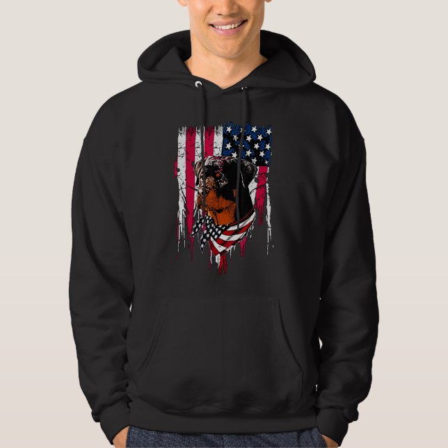 Rottweiler American Flag Hoodie (Front)
