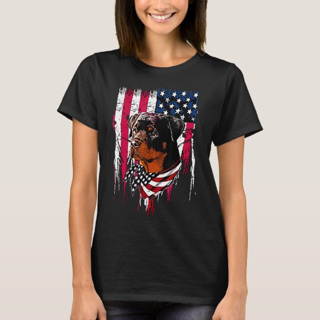 Rottweiler American Flag T-Shirt (Front)
