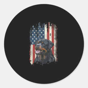 rottweiler american flag  usa patriotic dog lover classic round sticker
