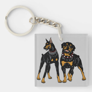 rottweiler and doberman key ring