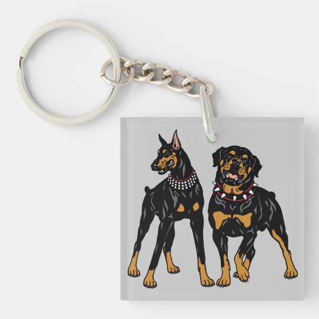rottweiler and doberman key ring (Front)