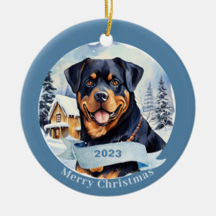 Rottweiler Art Dog Pet  Ceramic Tree Decoration