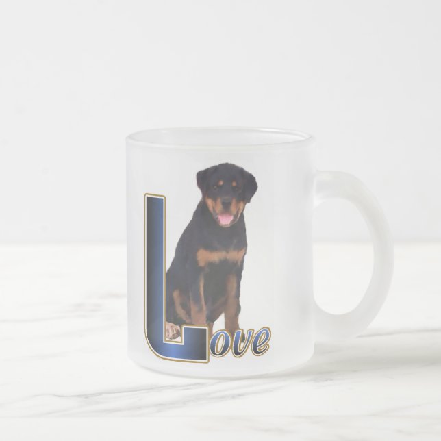 Rottweiler Art Gifts Frosted Glass Coffee Mug (Right)