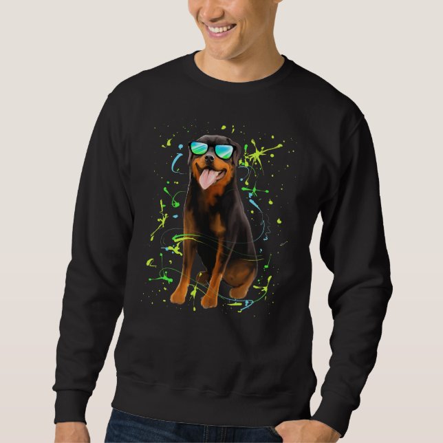 Rottweiler Artwork With Sunglasses Sweatshirt (Front)
