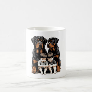 Rottweiler as loyal guardians of kids coffee mug