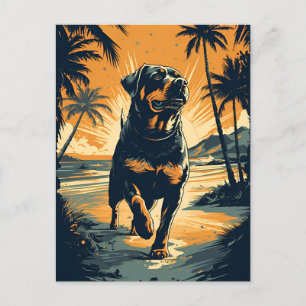 Rottweiler at the beach postcard