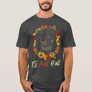 Rottweiler Autumn Fall Season Leopard Pumpkin Dog T-Shirt