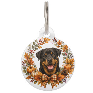 Rottweiler Autumn Wreath Pet Tag