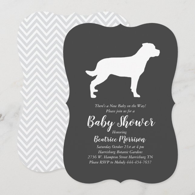 Rottweiler Baby Shower Gender Neutral Rottie Invitation (Front/Back)