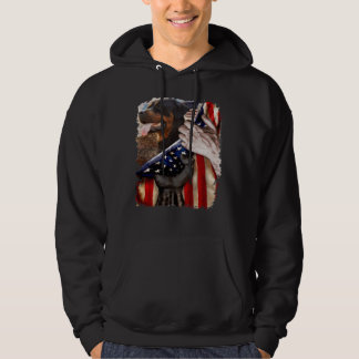 Rottweiler Behind American Flag Hoodie