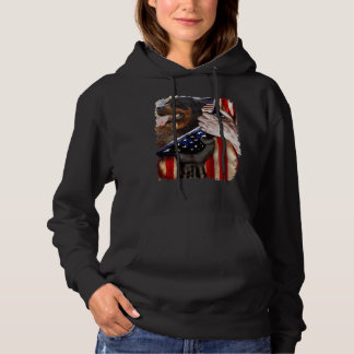 Rottweiler Behind American Flag Hoodie