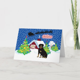 Rottweiler Believe In Santa Christmas Holiday Card