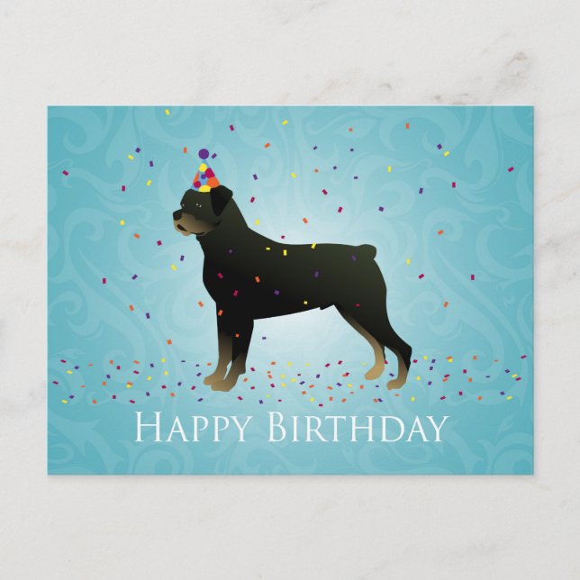 Rottweiler Birthday Design Postcard | Zazzle