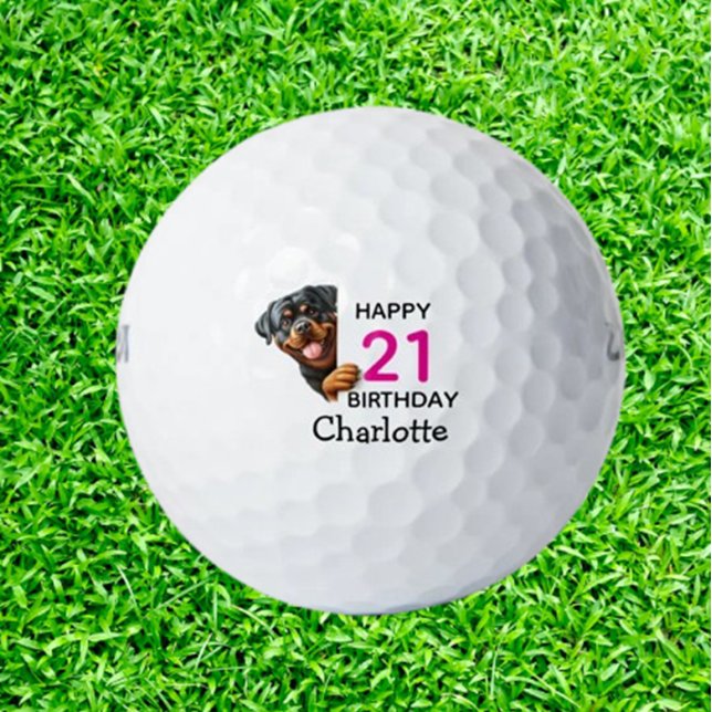 Rottweiler Birthday   Golf Balls (Celebrate your Rottweiler’s 21st birthday with custom golf balls—unique, heartfelt gifts  )
