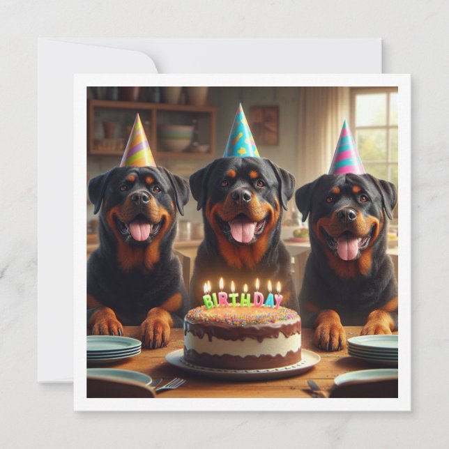 Rottweiler birthday invitation, Dog birthday  Invitation (Front)