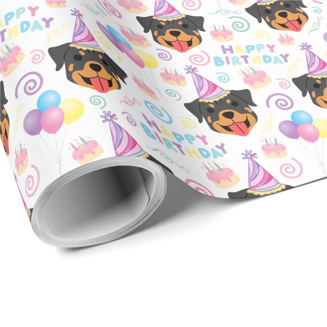 Rottweiler Birthday Wrapping Paper (Roll Corner)