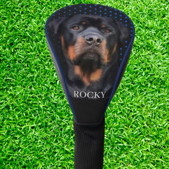  Rottweiler Blue   Golf Head Cover (Protect your clubs in style with this Rottweiler golf head cover featuring unique blue dots)