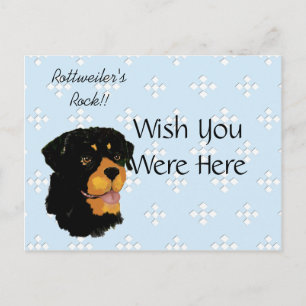 Rottweiler - Blue w/ White Diamond Design Postcard