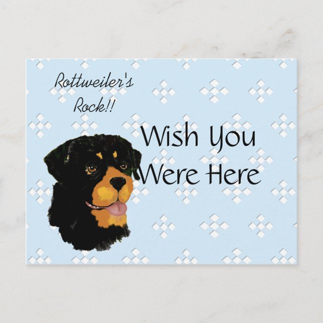 Rottweiler - Blue w/ White Diamond Design Postcard (Front)