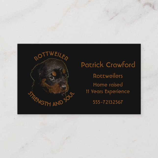 Rottweiler Breeder And Training Business Card (Front)