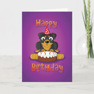 rottweiler - cake - happy birthday card