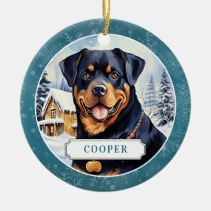 Rottweiler Ceramic Circle Ornament