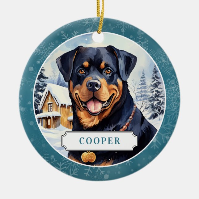 Rottweiler Ceramic Circle Ornament (Front)