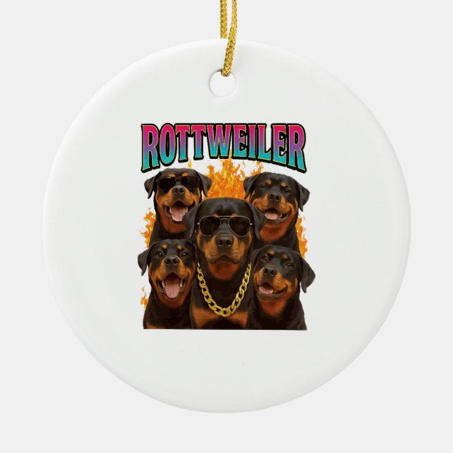 Rottweiler  ceramic tree decoration (Front)