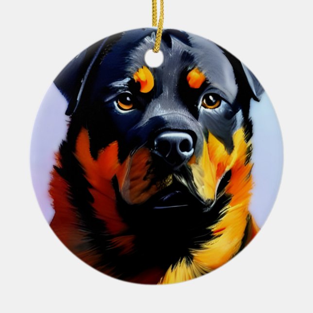 Rottweiler Ceramic Tree Decoration (Front)
