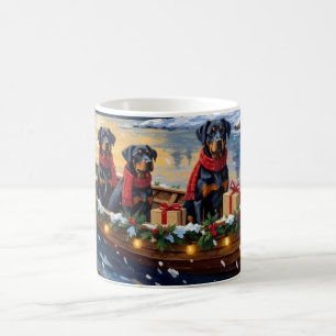 Rottweiler Christmas Boat Holiday Coffee Mug